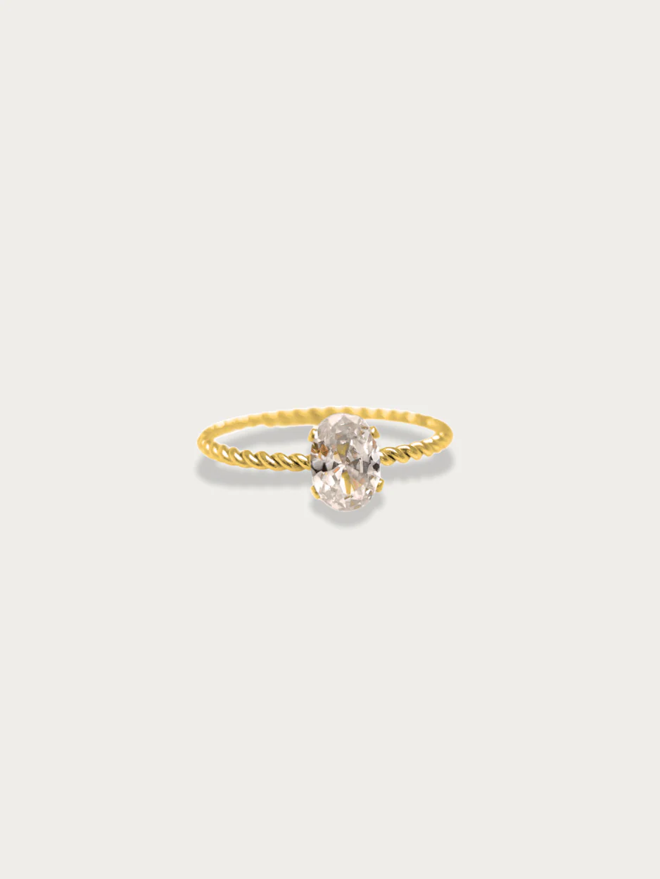 Twist Oval Solitaire Ring