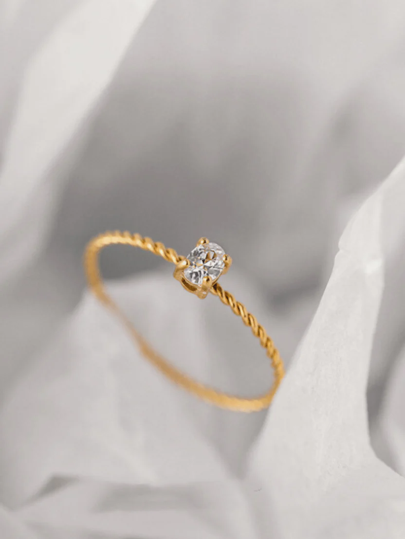 Twist Oval Solitaire Ring - Image 2